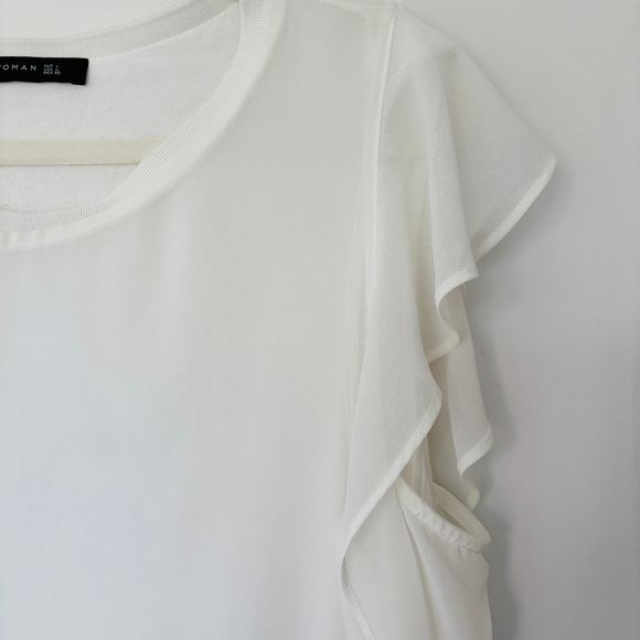 Elegant White Ruffle Sleeve Top - Picture 2 of 7